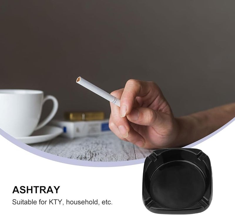 مُطفأة سجائر سوداء مربعة من الخزف للاستخدام الداخلي والخارجي في المنزل والفسحة - Image 3